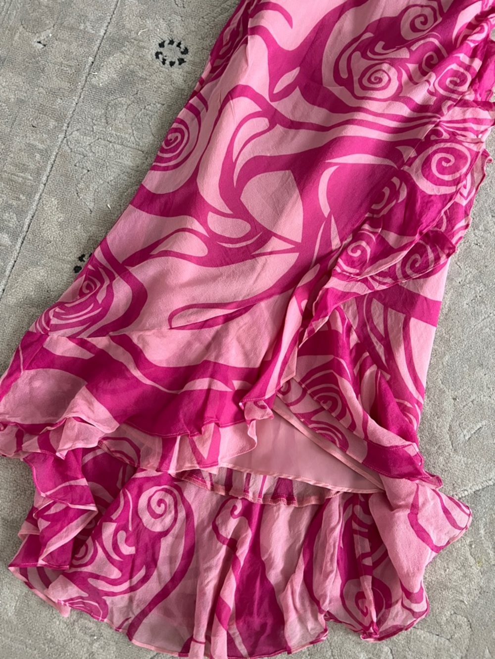 Jones New York Pink Swirl High-Low Ruffle Dress - Picture 2 of 6